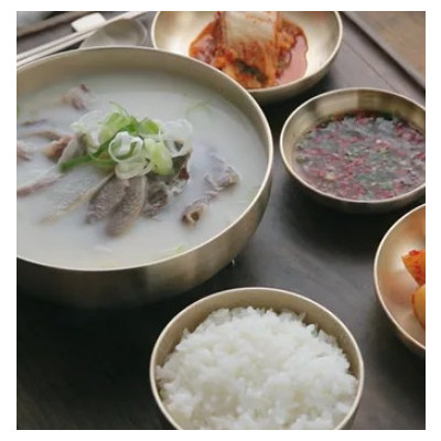 Beef-bone soup + Korean beef boiled down in soy sauce